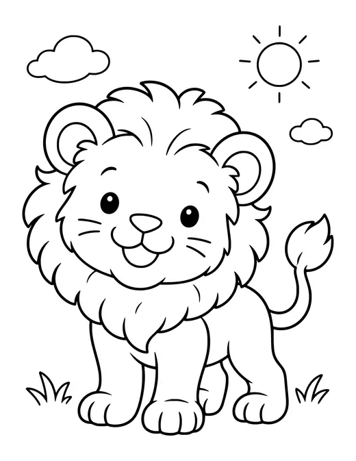 Lion Cub with a Fluffy Mane coloring page