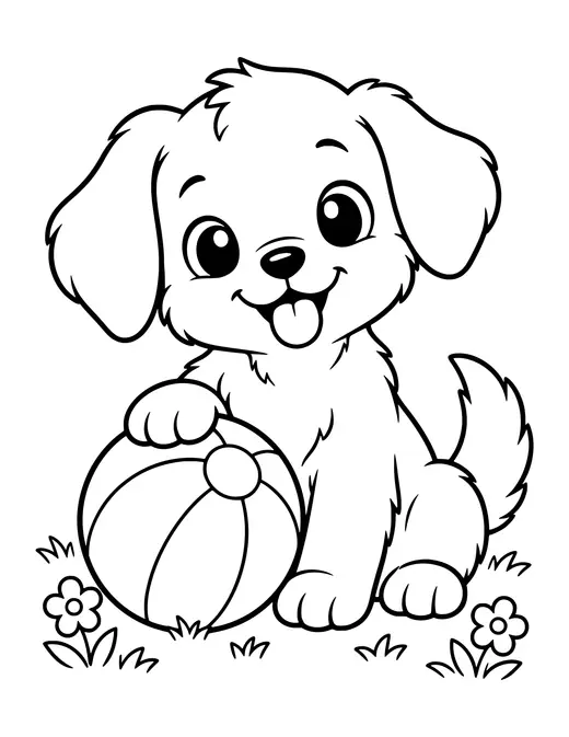 Puppy with a Ball coloring page