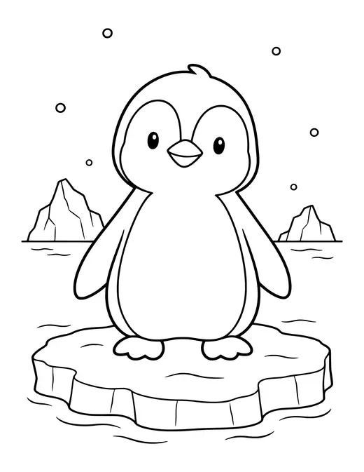 Penguin on the Ice coloring page