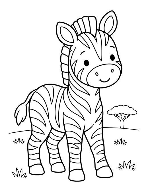 Zebra in the Savanna coloring page