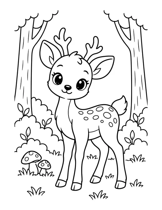 Deer in the Woods coloring page