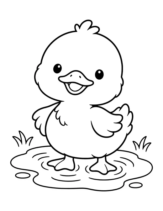 Duckling in a Puddle coloring page