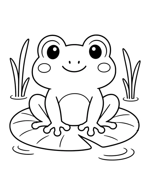 Frog on a Lily Pad coloring page