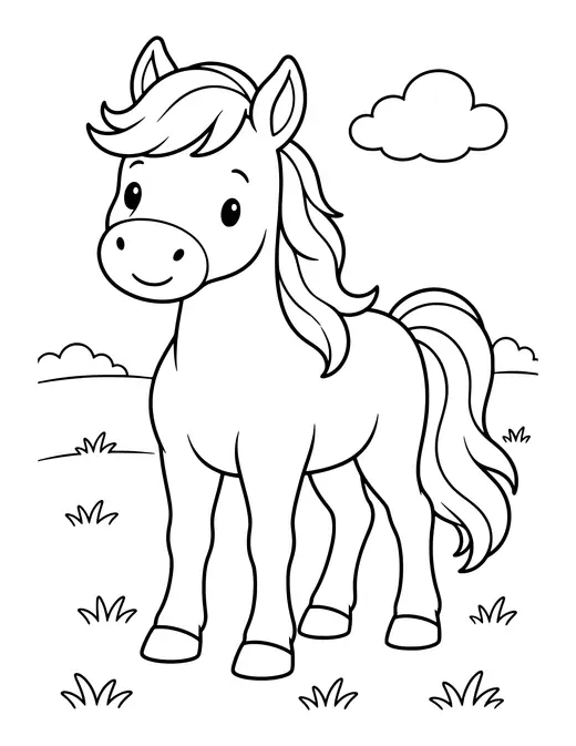 Horse in a Field coloring page