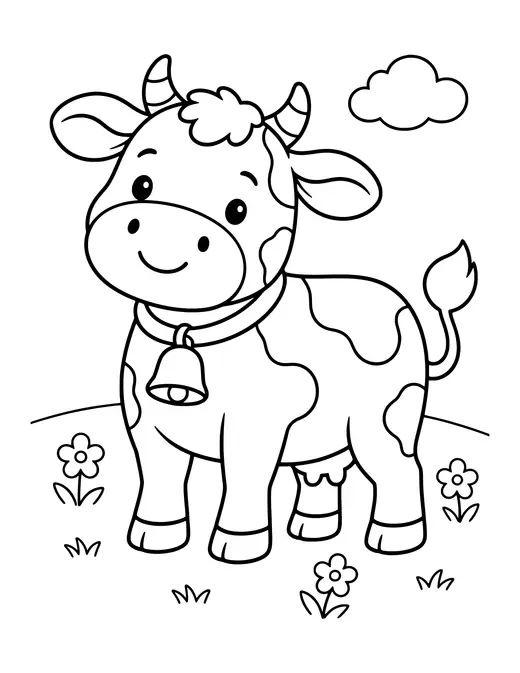 Cow with a Bell coloring page