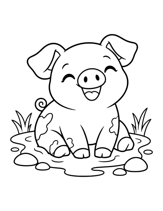 Pig in the Mud coloring page
