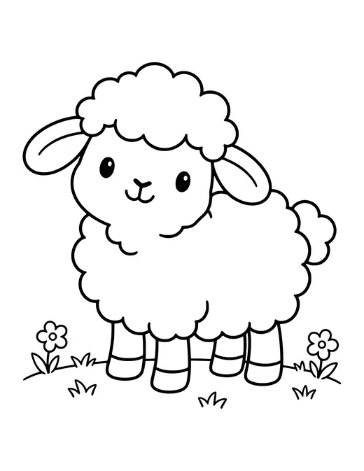 Sheep with Fluffy Wool coloring page