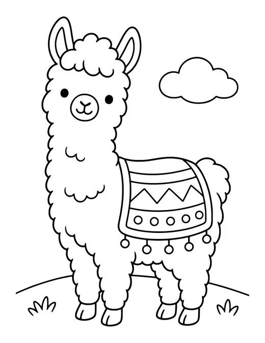 Llama with a Blanket coloring page