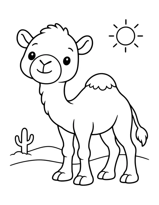 Camel in the Desert coloring page