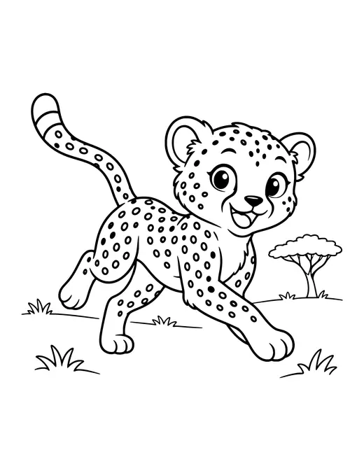 Cheetah Running coloring page