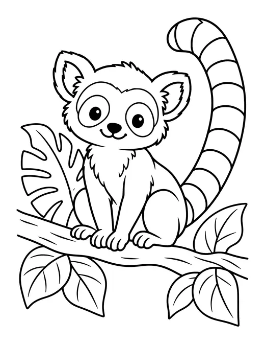 Lemur with a Striped Tail coloring page