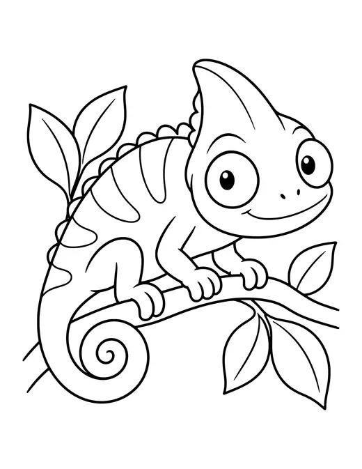 Chameleon on a Branch coloring page