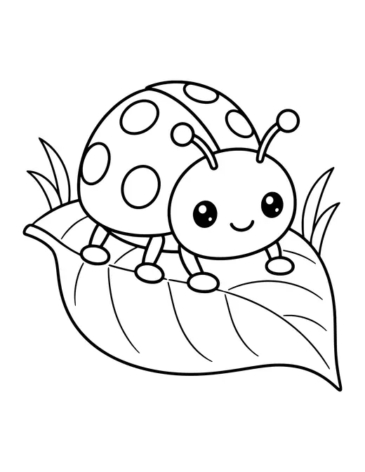 Ladybug on a Leaf coloring page