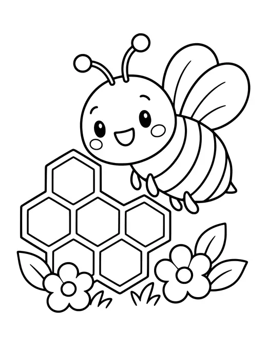 Bee and a Honeycomb coloring page
