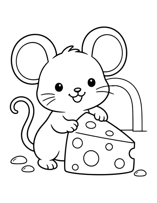 Mouse with Cheese coloring page