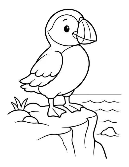 Puffin on a Cliff coloring page