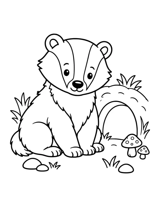 Badger by Its Burrow coloring page