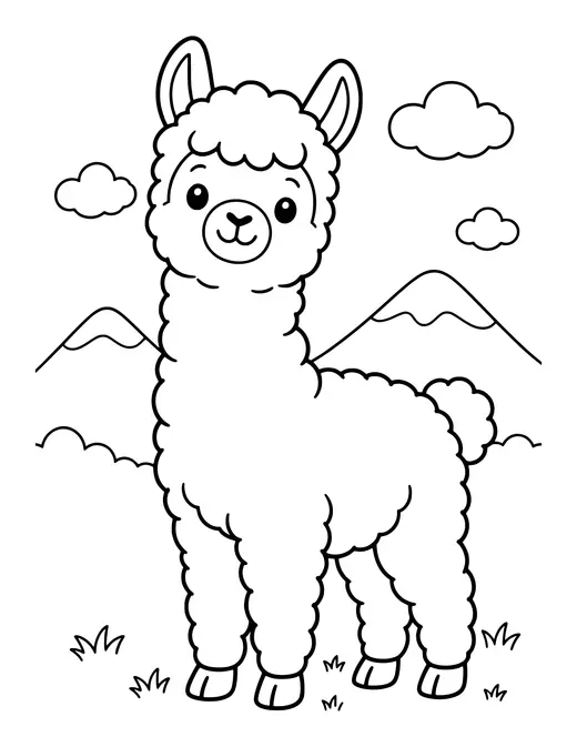 Alpaca Smiling coloring page