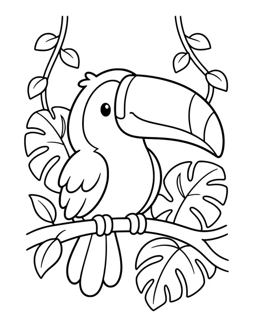 Toucan in the Jungle coloring page