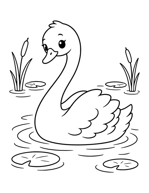 Swan on a Lake coloring page