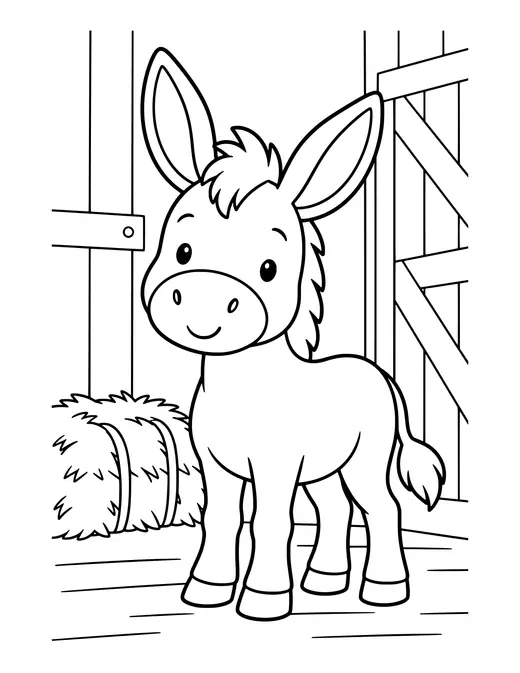 Donkey in a Barn coloring page