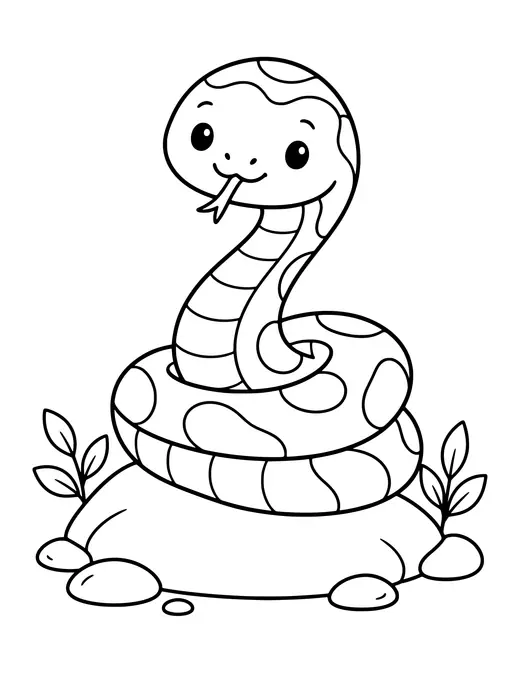 Snake Coiled on a Rock coloring page