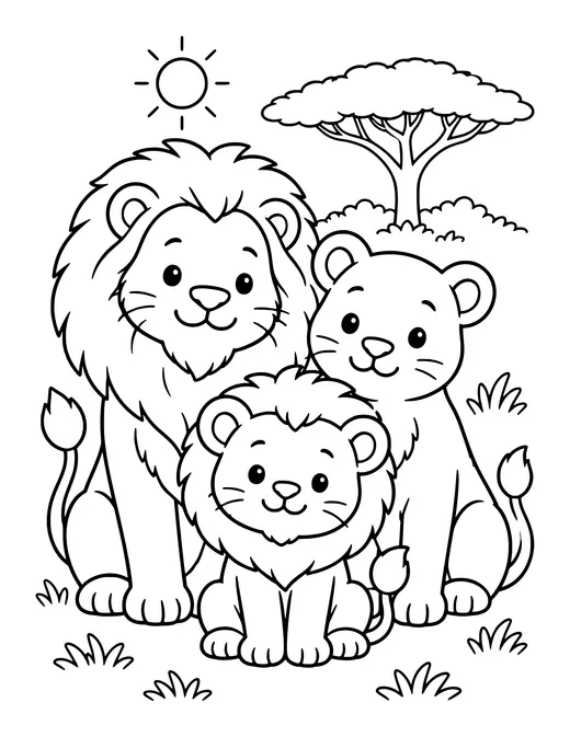 Lion Family coloring page