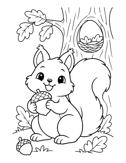 Squirrel Family coloring page