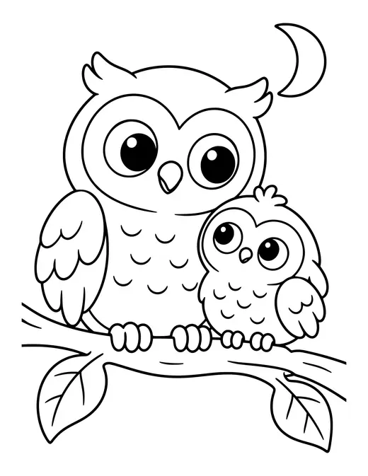 Owl Family coloring page