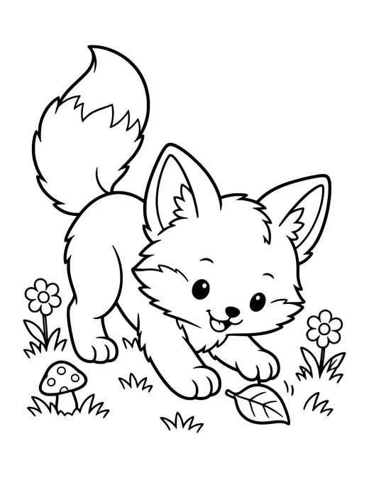 Fox Cubs Playing coloring page