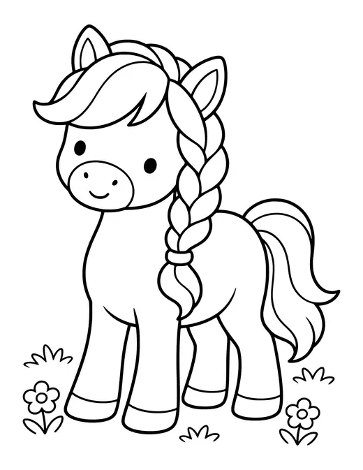 Pony with Braided Mane coloring page