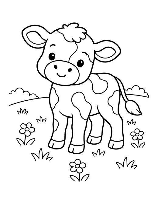 Calf in the Meadow coloring page