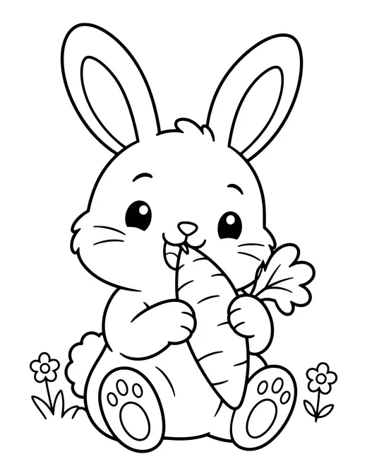 Bunny Eating a Carrot coloring page