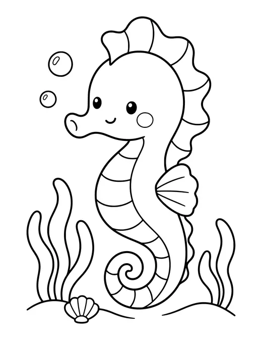 Seahorse Friend coloring page