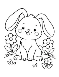 Bunny in a Flower Meadow coloring page
