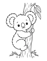 Koala Hugging a Tree coloring page