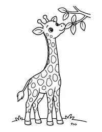Giraffe Reaching for Leaves coloring page