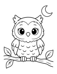 Owl on a Branch coloring page