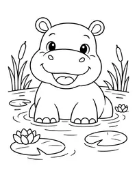 Hippo in a Pond coloring page