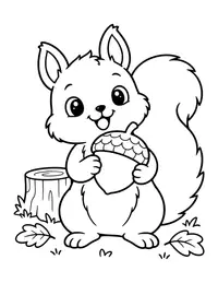 Squirrel with an Acorn coloring page
