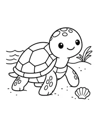 Turtle Walking on the Beach coloring page