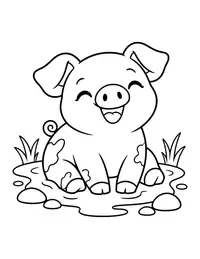 Pig in the Mud coloring page