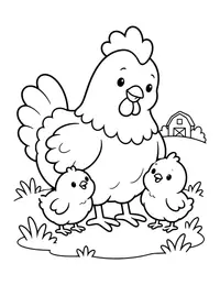 Chicken and Chicks coloring page