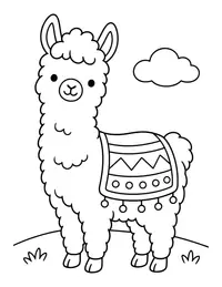 Llama with a Blanket coloring page