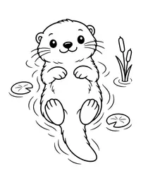 Otter Floating on Its Back coloring page