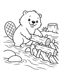 Beaver Building a Dam coloring page