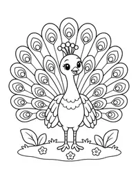 Peacock with Open Feathers coloring page