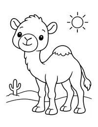 Camel in the Desert coloring page