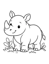 Rhino in the Grass coloring page