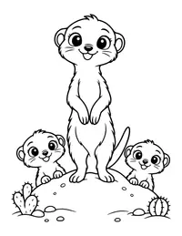 Meerkat Family on Lookout coloring page